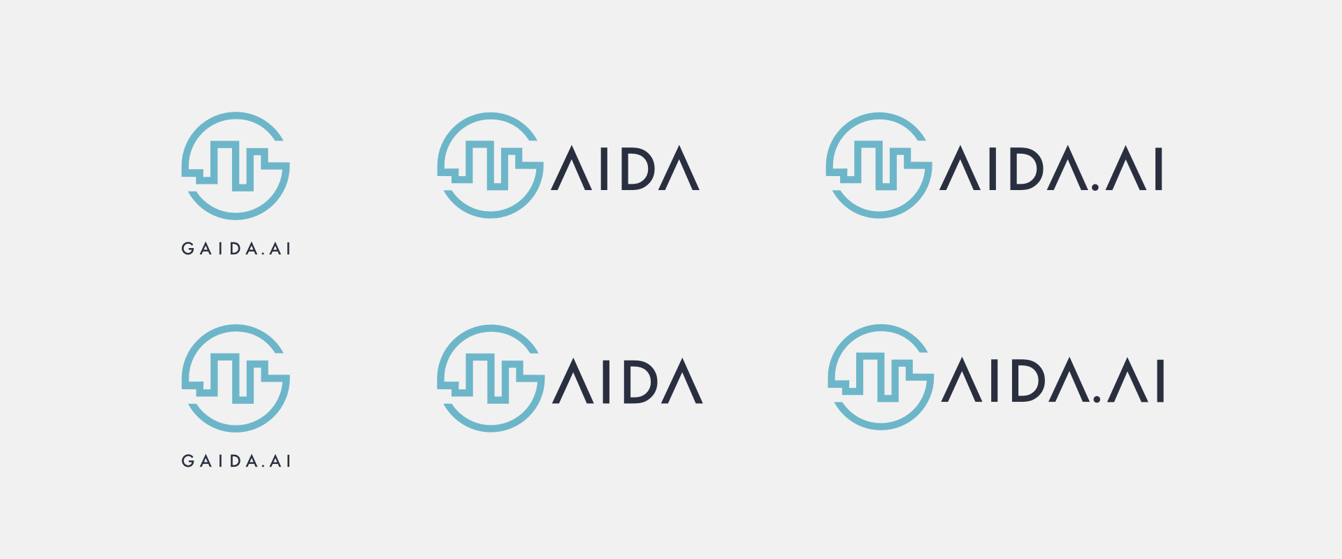 Gaida primary, secondary and alternative logos with grid