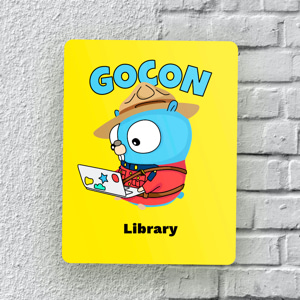 Mountie gopher with laptop, arrow showing direction to the library