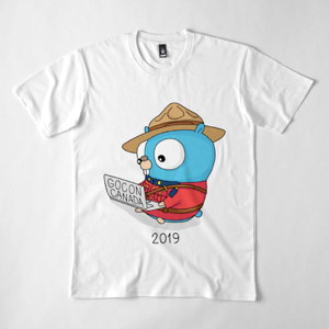 gocon t-shirt design with Mountie Gopher with laptop under a tree