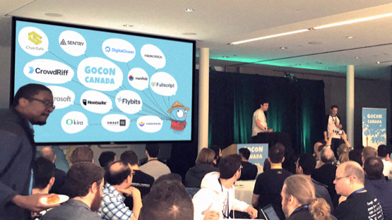 gocon venue with a view of a screen and the stage