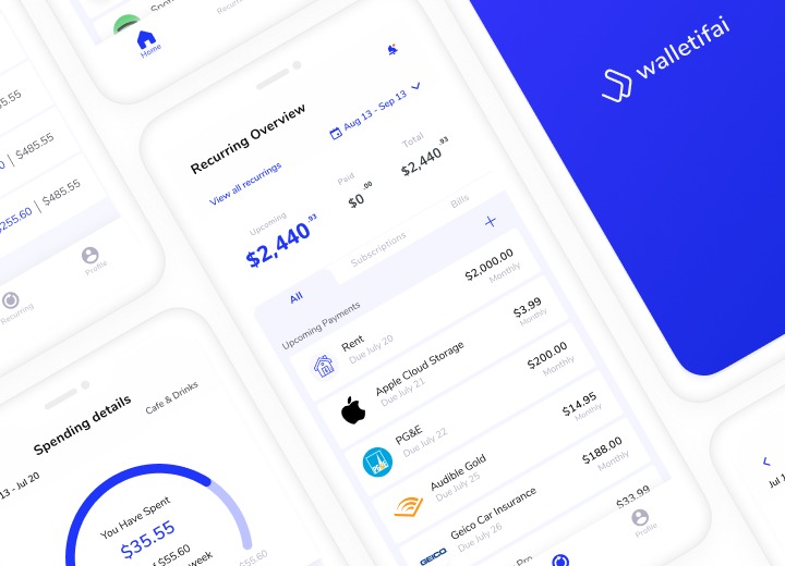 Walletifai app screens